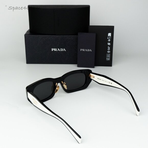 Prada Women Sunglasses Black Grey Rectangle PRB05SF 09Q08Z NEW AUTHENTIC - Picture 8 of 10